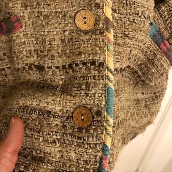 The Territory Ahead Women’s Tweed Raw Silk Cotton Blazer button textured medium - Picture 4 of 12